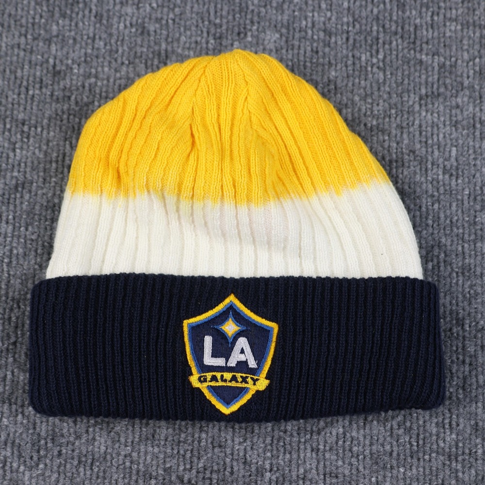 LA Galaxy Hat Beanie Mens One Size Blue Yellow MLS Soccer Cuffed Adidas